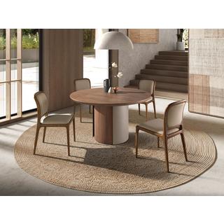 ANGEL CERDA Runder Esstisch Nussbaum und Stahl metallic sand  