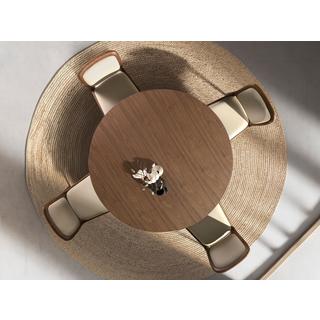 ANGEL CERDA Runder Esstisch Nussbaum und Stahl metallic sand  