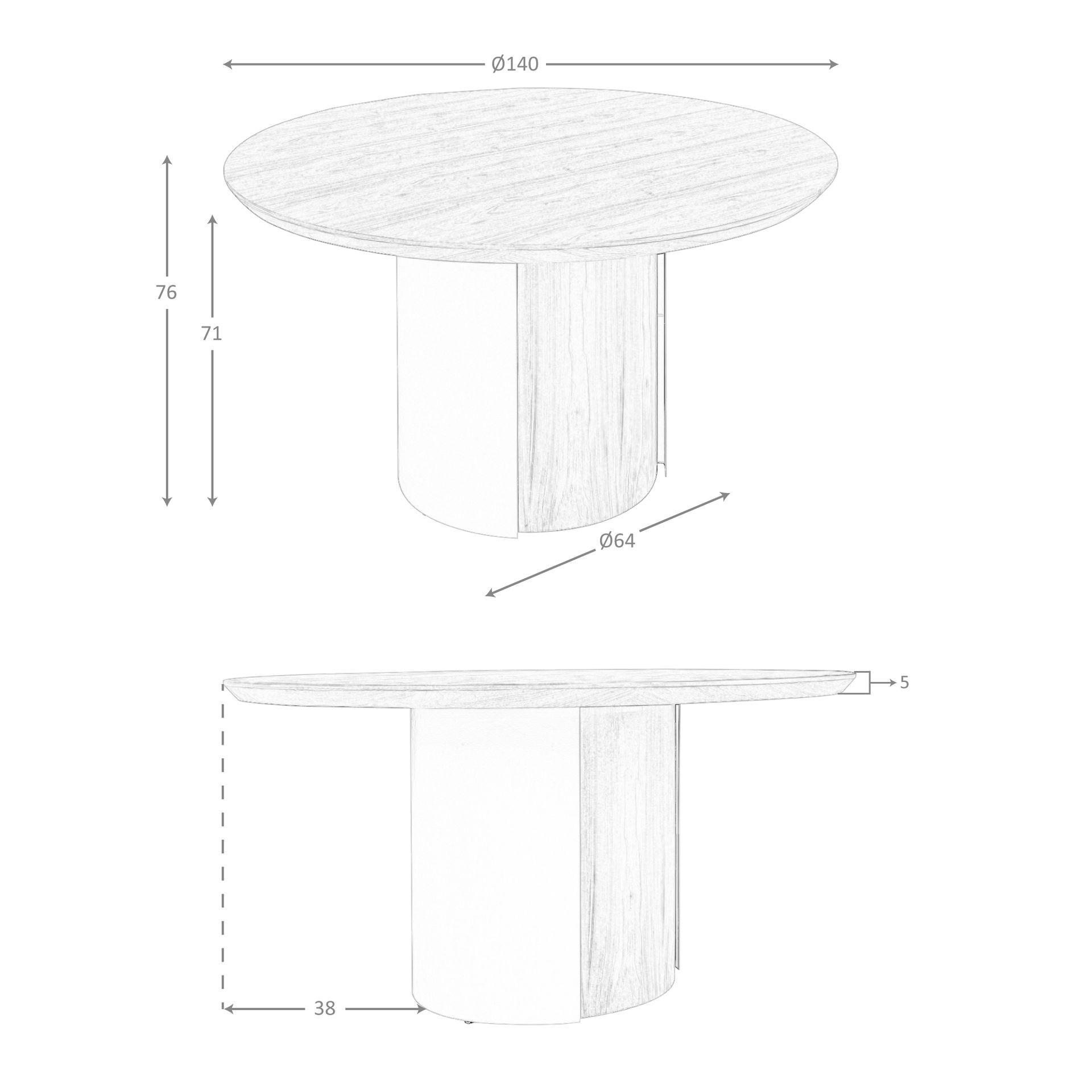ANGEL CERDA Runder Esstisch Nussbaum und Stahl metallic sand  