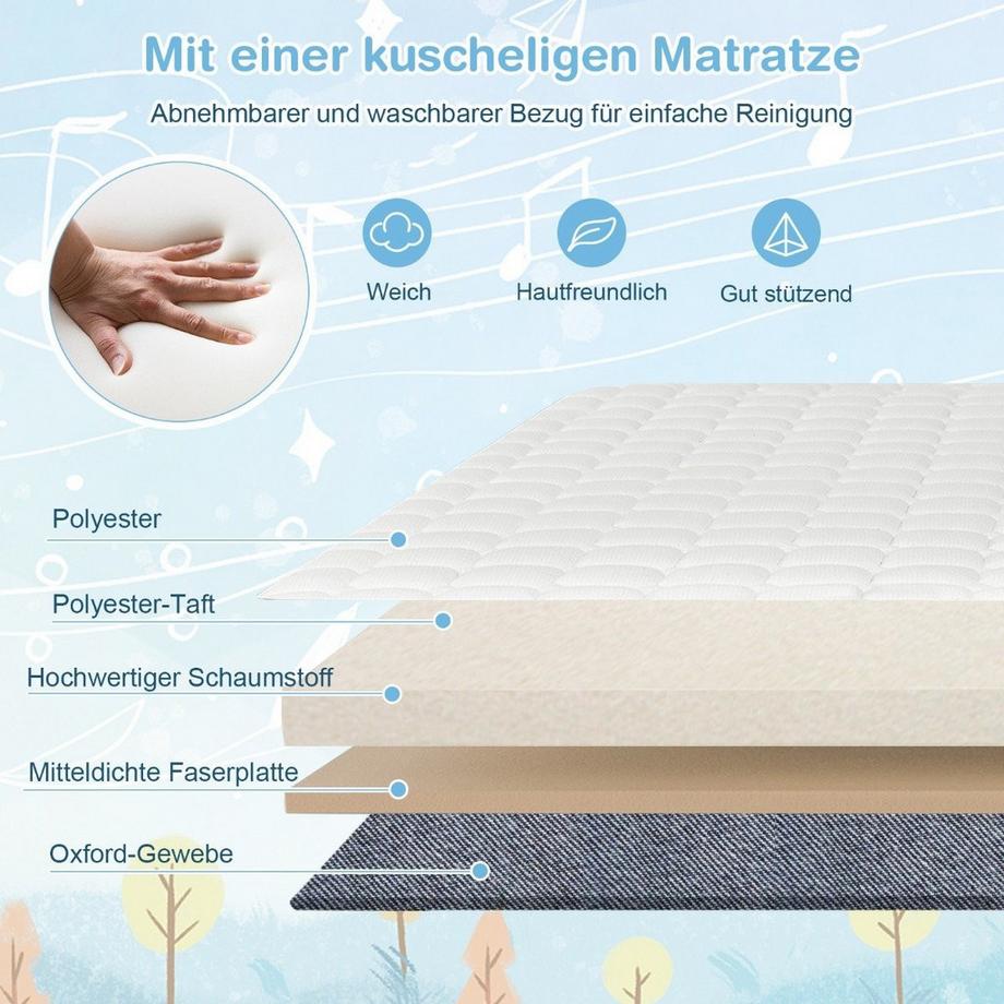 Northix  3 in 1 Beistellbett Reisebett Baby mit Matratze Babybett 6 Fach höhenverstellbar mit Aufbewahrungskorb Grau 