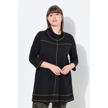 T-Shirt, Lagenoptik, Stehkragen, 3/4-Arm, Biobaumwolle