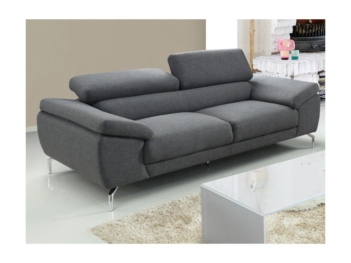 Vente-unique Sofa 3Sitzer Stoff GRETEL  