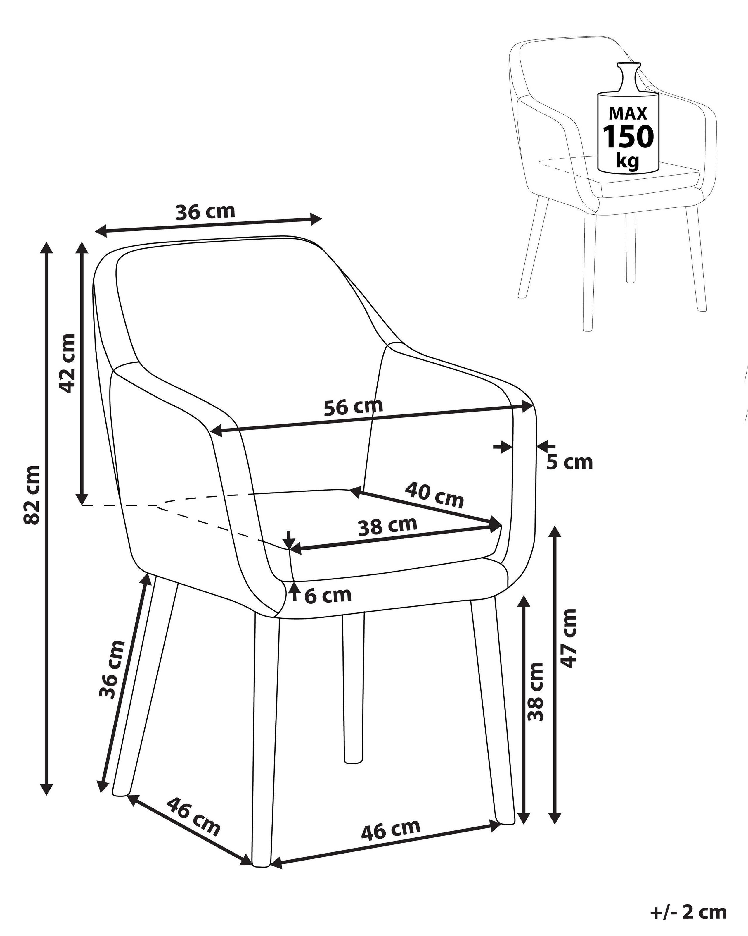 Beliani Chaise de salle à manger en Velours Traditionnel YORKVILLE II  