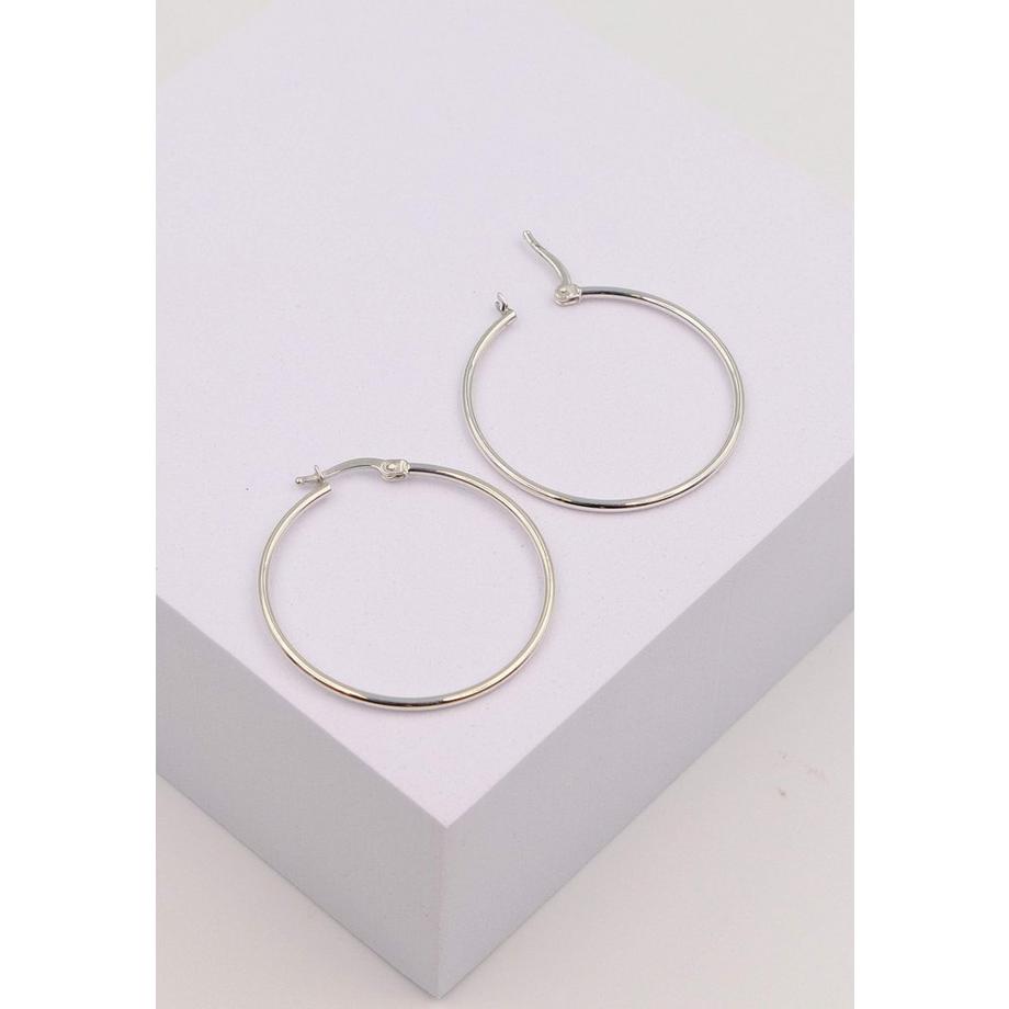 MUAU Schmuck  Créoles or blanc 750 fil rond 30mm 