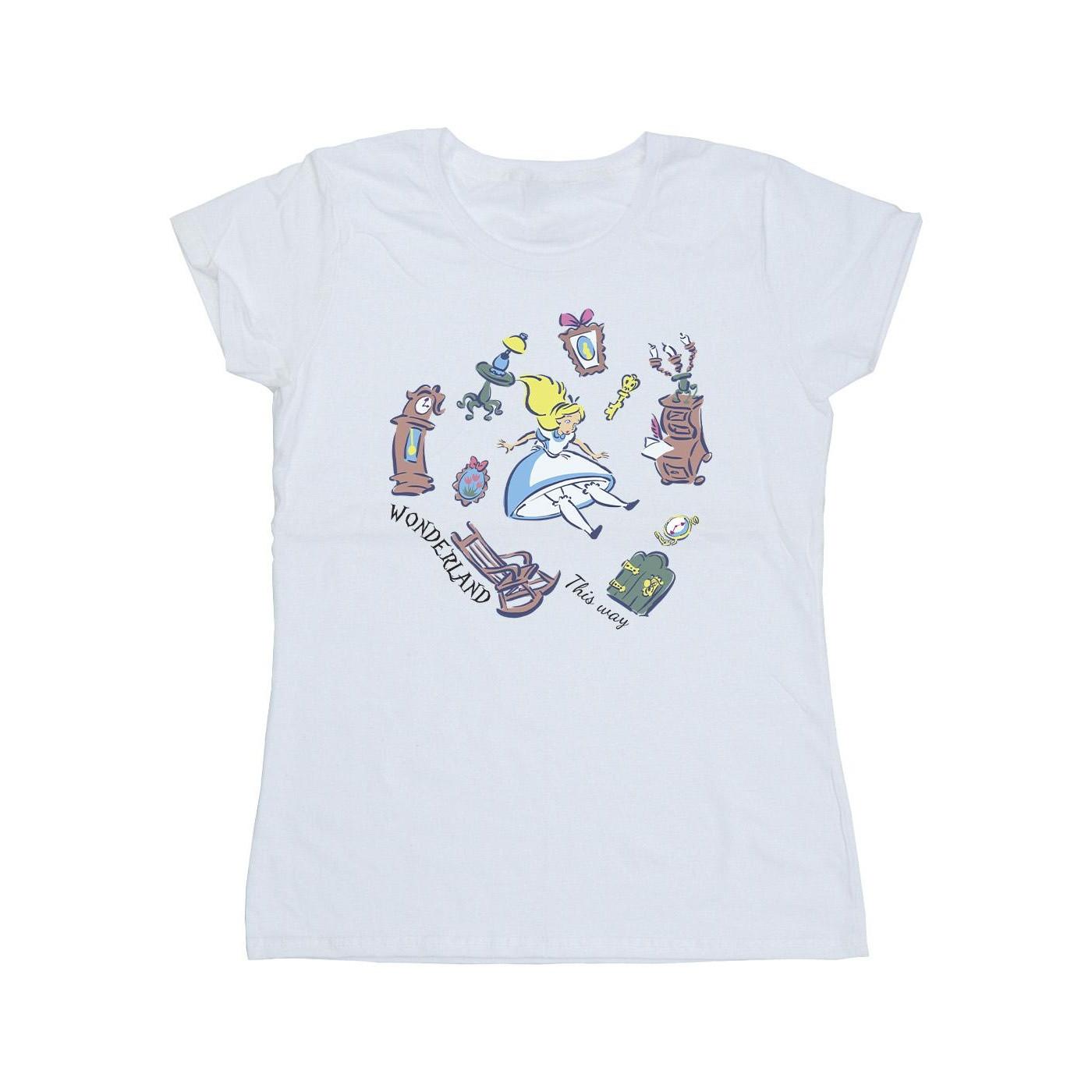 Image of Alice In Wonderland Falling Tshirt Damen Weiss XXL