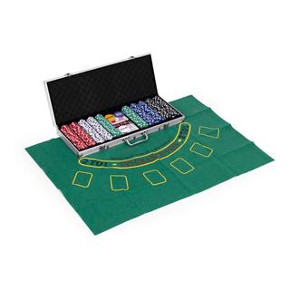 Northio  Poker- und Blackjack-Set - 500 Chips, 2 Kartendecks, Würfel, Spielmatte, verschließbarer Koffer 