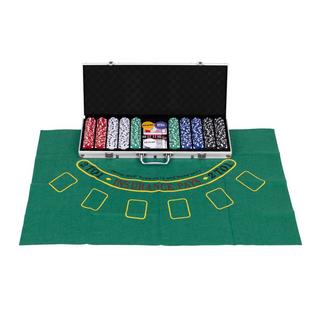 Northio  Poker- und Blackjack-Set - 500 Chips, 2 Kartendecks, Würfel, Spielmatte, verschließbarer Koffer 