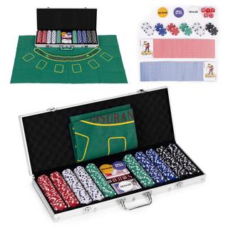Northio  Poker- und Blackjack-Set - 500 Chips, 2 Kartendecks, Würfel, Spielmatte, verschließbarer Koffer 