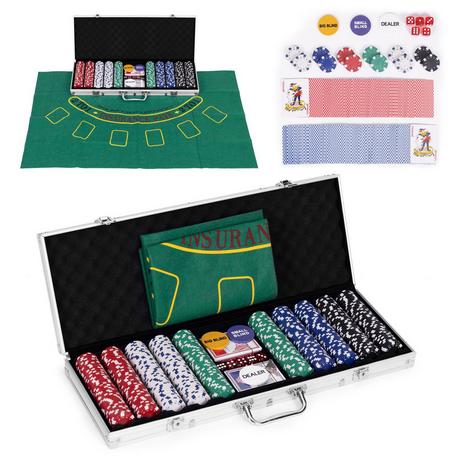 Northio  Poker- und Blackjack-Set - 500 Chips, 2 Kartendecks, Würfel, Spielmatte, verschließbarer Koffer 