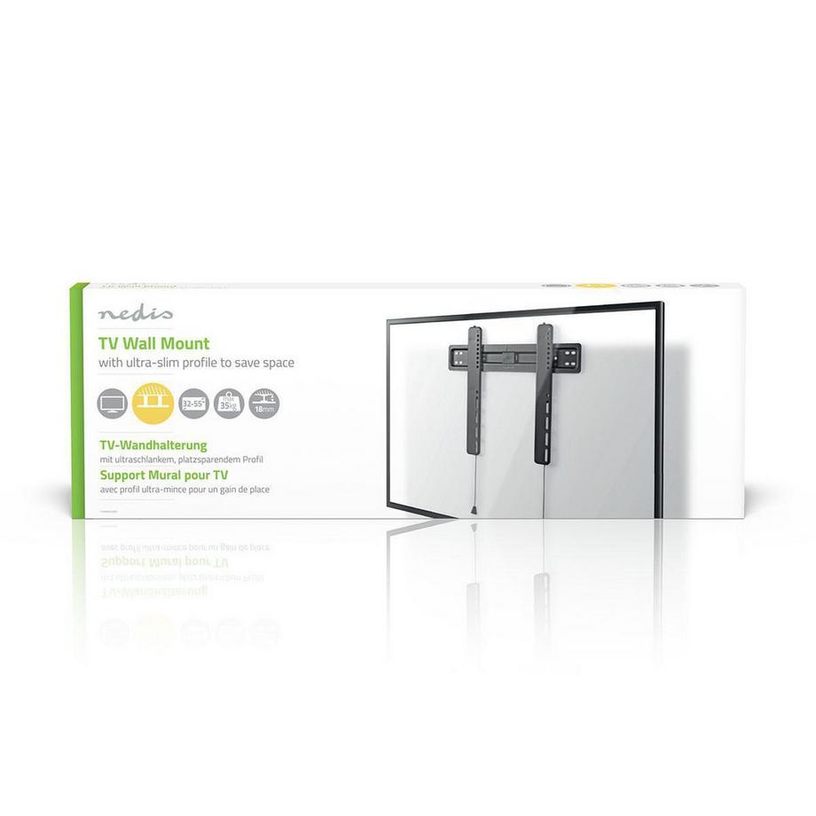Nedis  Feste TV-Wandhalterung | 32-55 " | Maximales Gewicht des Bildschirms: 35 kg | Minimaler Wandabstand: 18 mm | Stahl | Schwarz 