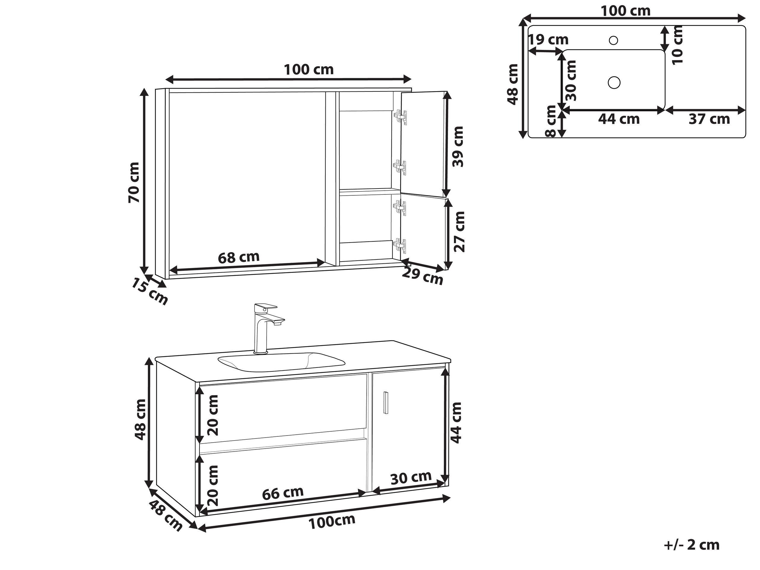 Beliani Badezimmerschrank mit Spiegel aus MDF-Platte Modern TERUEL  