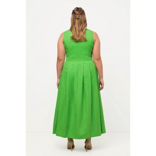 Ulla Popken  Trachtenkleid, Leinenmix, Herzausschnitt, ärmellos 