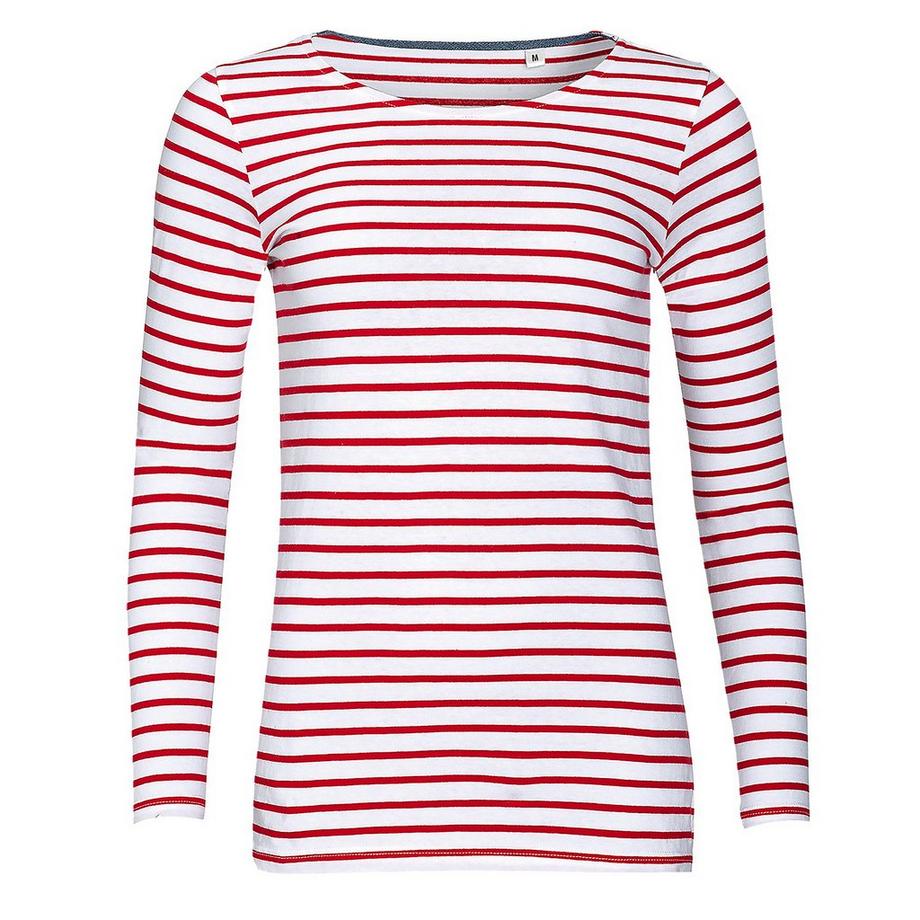 SOLS Marine Gestreiftes Langarm T-Shirt  