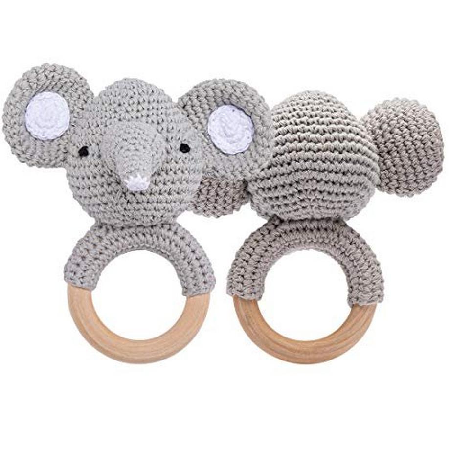 Activity-board  Crochet bébé hochet crochet bois saisir bébé hochet cadeau pour la naissance fait main 