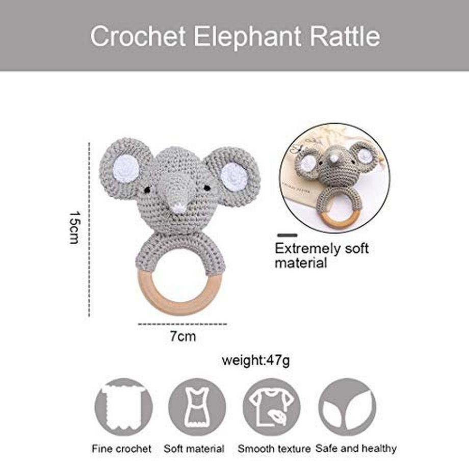 Activity-board  Crochet bébé hochet crochet bois saisir bébé hochet cadeau pour la naissance fait main 