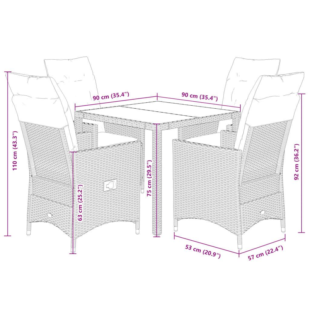 VidaXL Ensemble de salle à manger de jardin rotin synthétique  