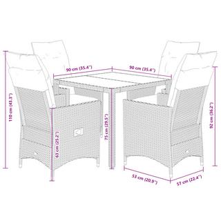 VidaXL Ensemble de salle à manger de jardin rotin synthétique  