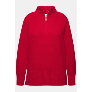 Ulla Popken  Maglione polo con collo alto, zip e maniche lunghe 