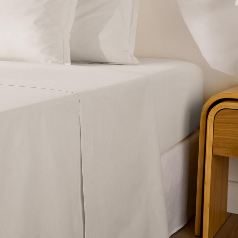 Drap plat uni en percale de coton