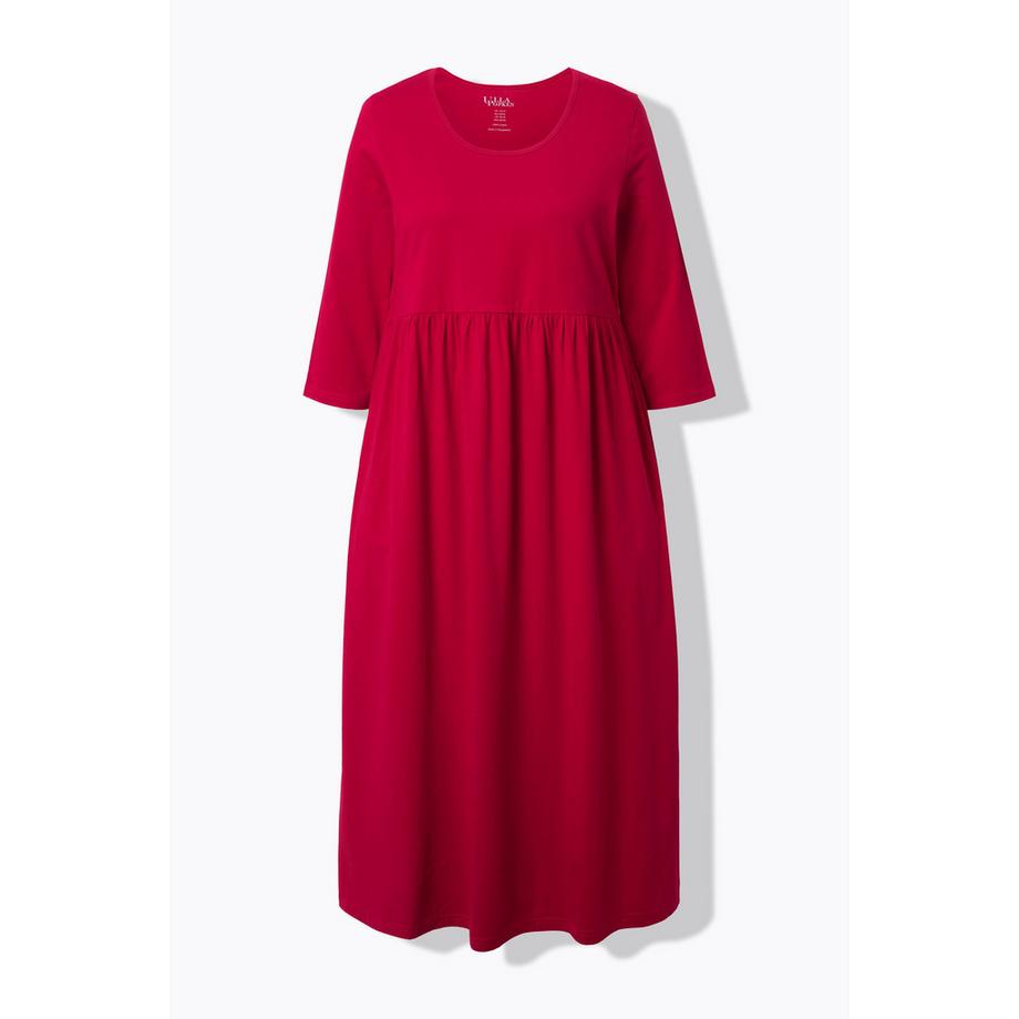 Ulla Popken Abito Maxi in Jersey Linea ad A Girocollo Maniche 3/4 con Tasche  