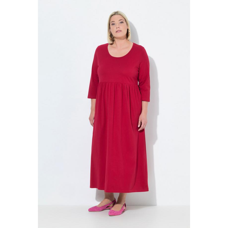 Ulla Popken Abito Maxi in Jersey Linea ad A Girocollo Maniche 3/4 con Tasche  