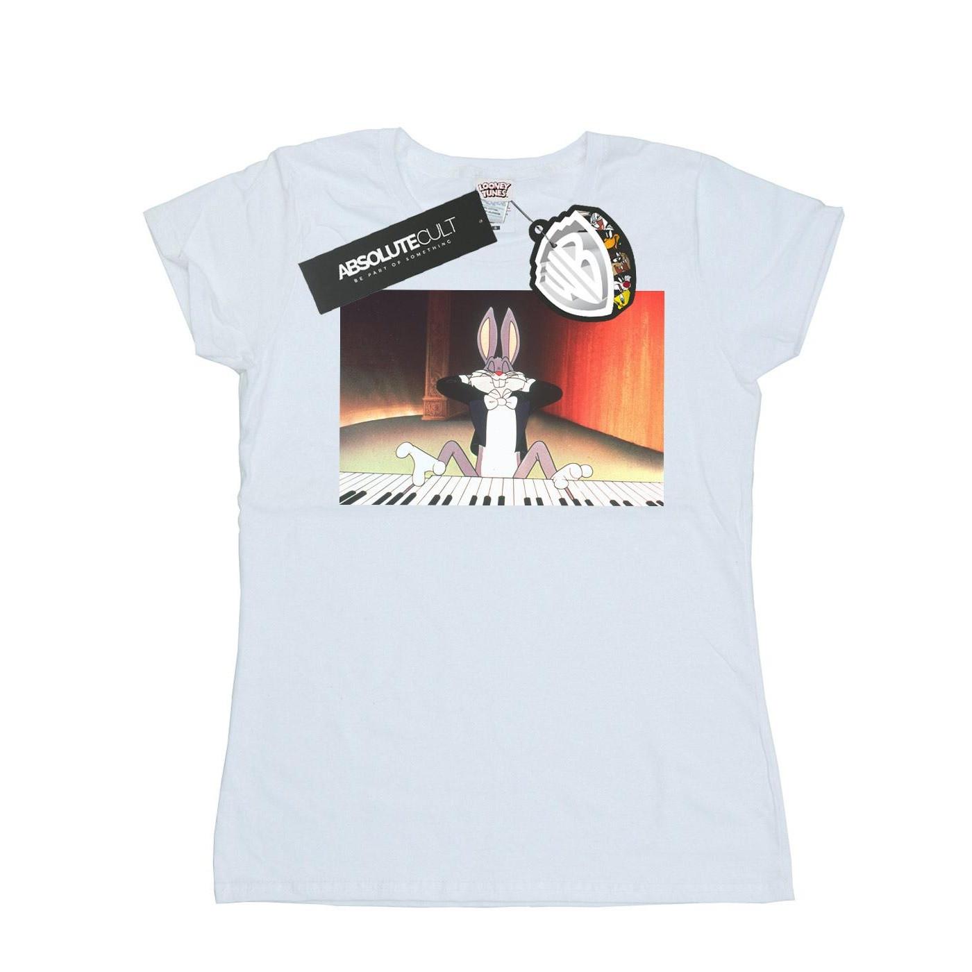 Image of Bugs Bunny Playing Piano Tshirt Damen Weiss XXL