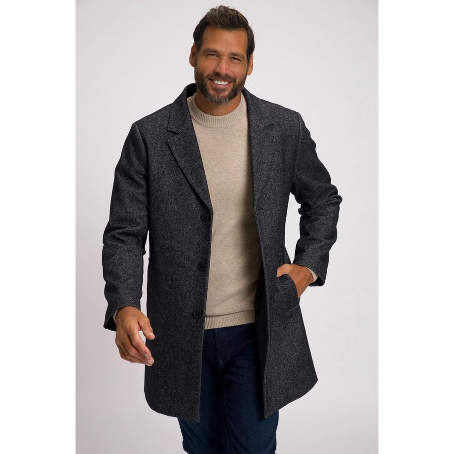 JP1880 Manteau Laine Mélangée Insert Matelassé Col Revers  