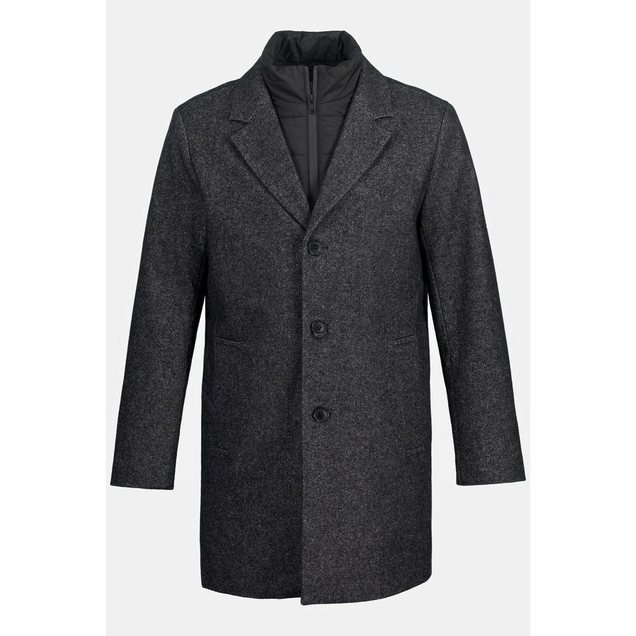 JP1880 Manteau Laine Mélangée Insert Matelassé Col Revers  