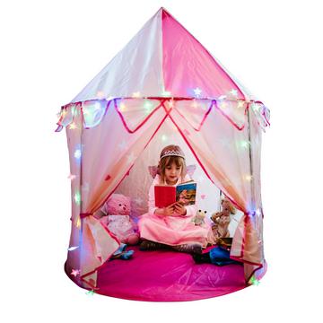 Tente de jeu pour enfants, château de princesse, lumières LED multicolores