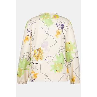 Ulla Popken  Sweat-shirt, fleurs, col droit, manches longues 