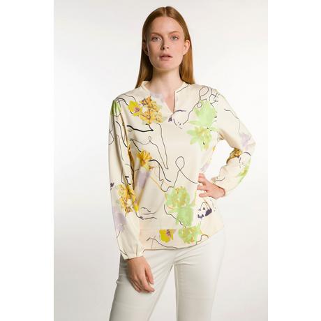 Ulla Popken  Sweat-shirt, fleurs, col droit, manches longues 