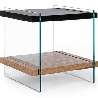 mutoni Table d'appoint Line Wood noir 50x50  