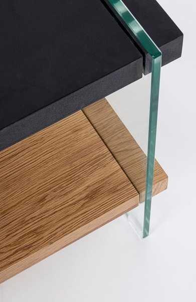 mutoni Table d'appoint Line Wood noir 50x50  