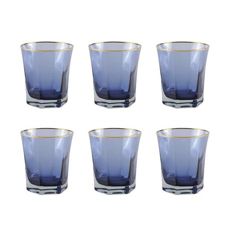 Aulica  CHOPES BASSES BLEUES BORD DORE - LOT DE 6 