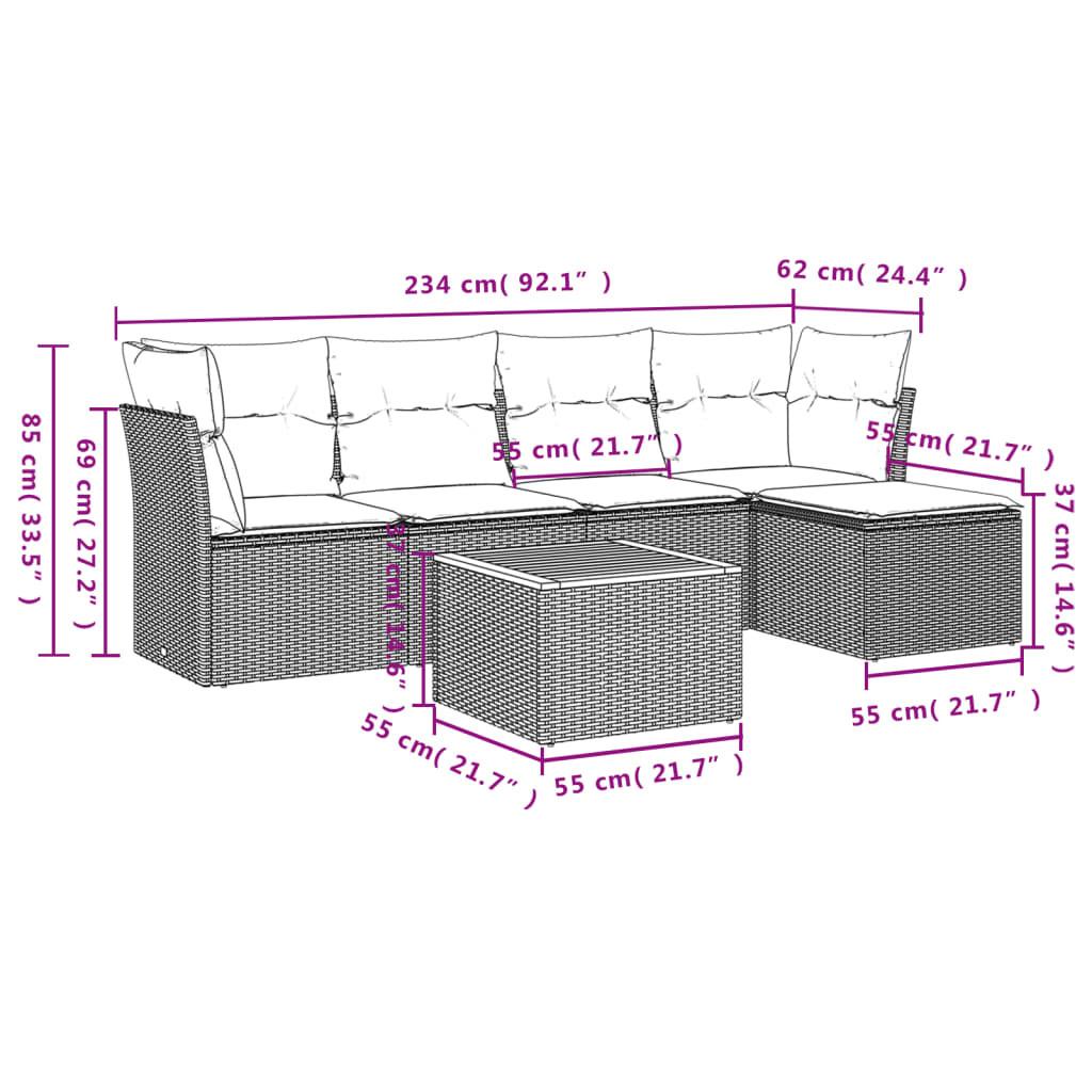 VidaXL set divano da giardino Polirattan  