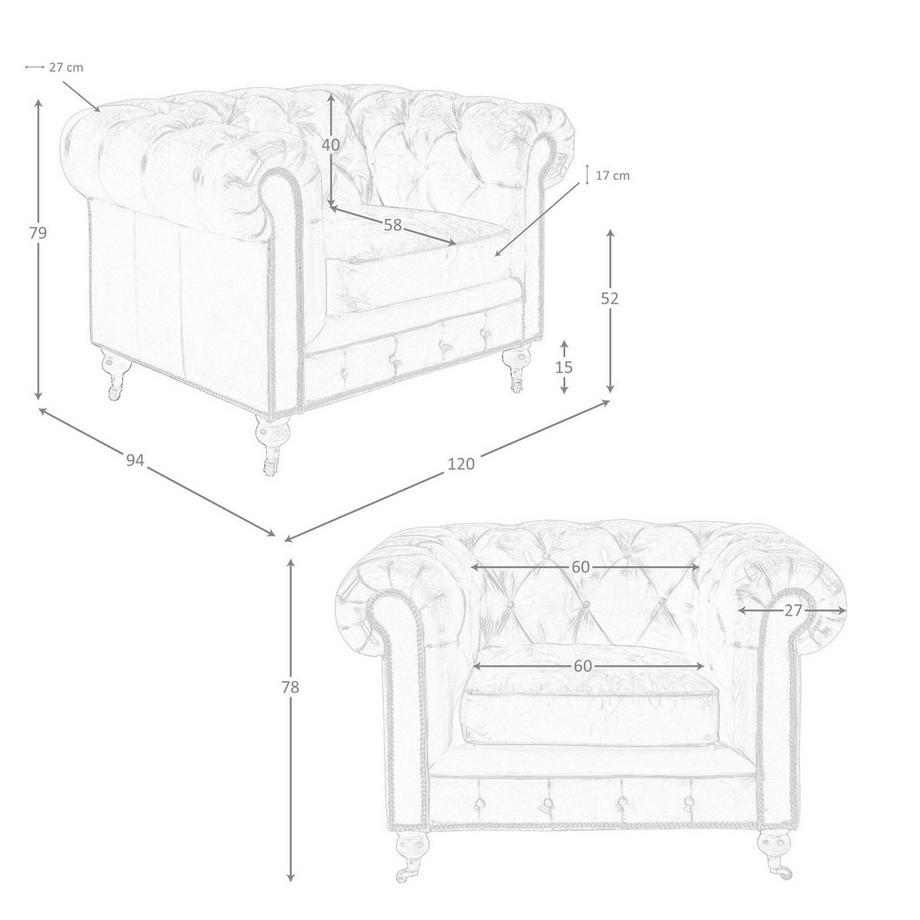 ANGEL CERDA Fauteuil Chester en cuir brun cognac  