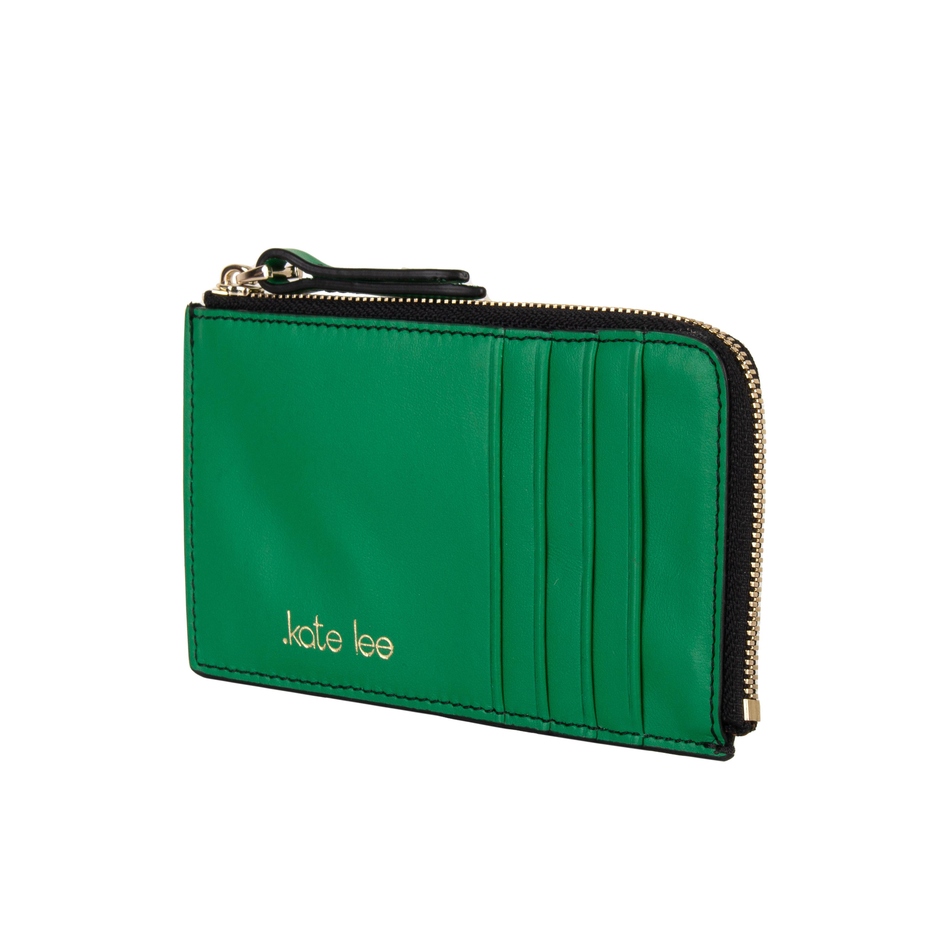 Kate Lee  Porte-cartes avec porte-monnaie zippé en cuir Aloisa vert gazon 