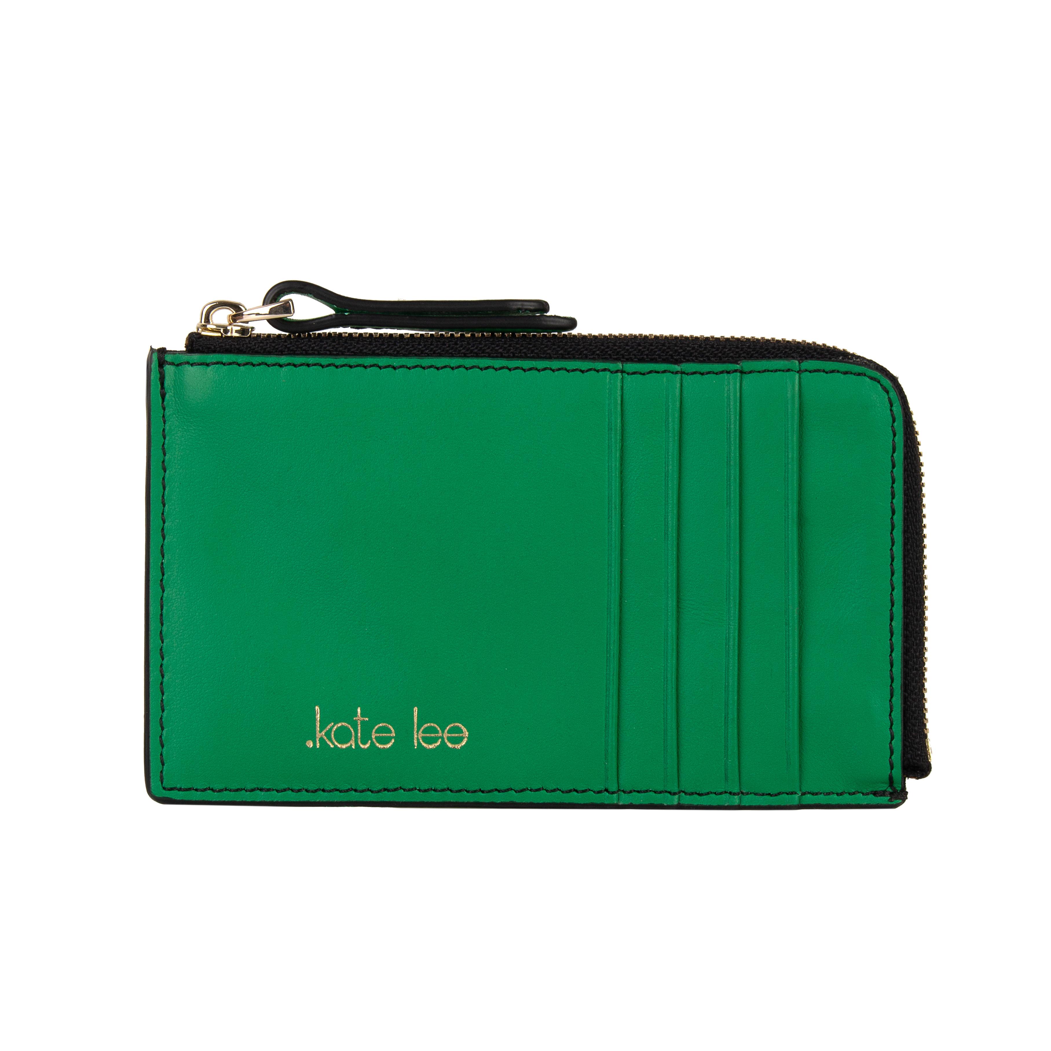 Image of Kartenetui Mit Geldbörse Mit Reißverschluss Aus Leder Aloisa Gras Damen Rasengrün ONE SIZE