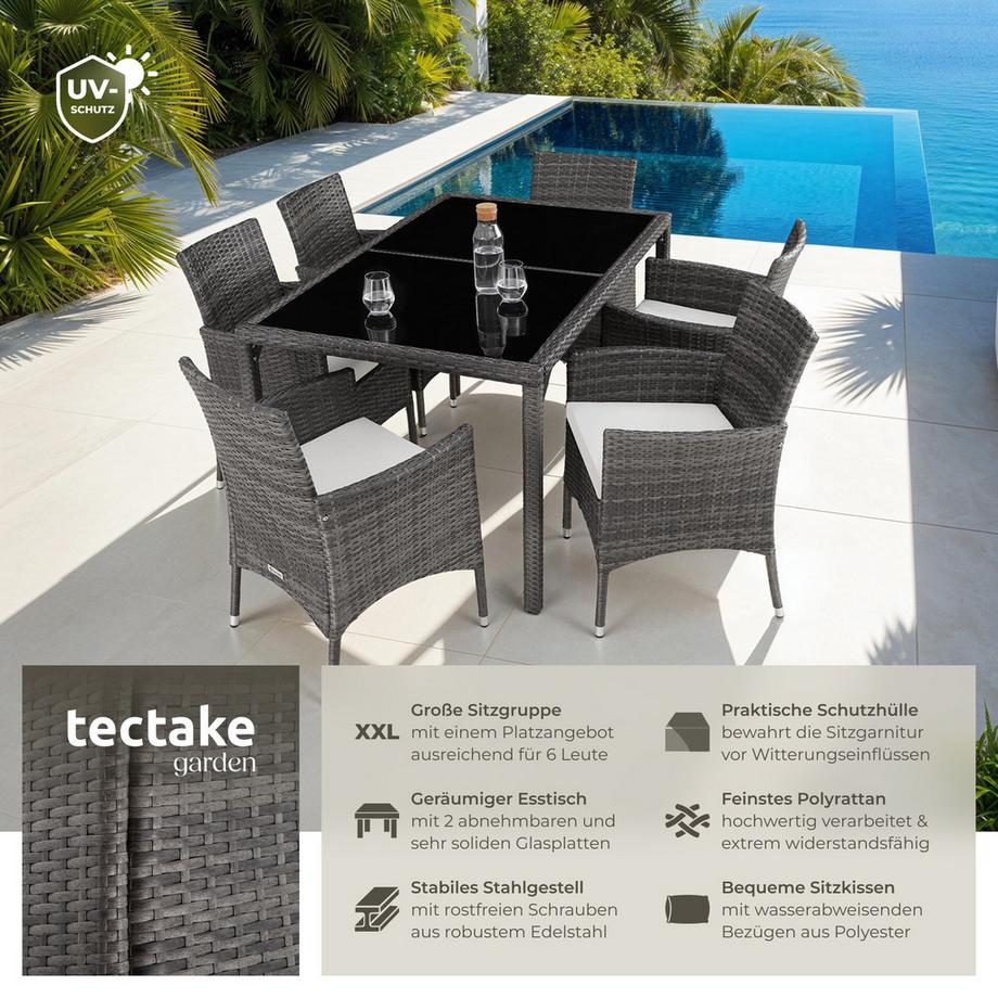 Tectake Salottino in rattan  Porto per 6 persone  