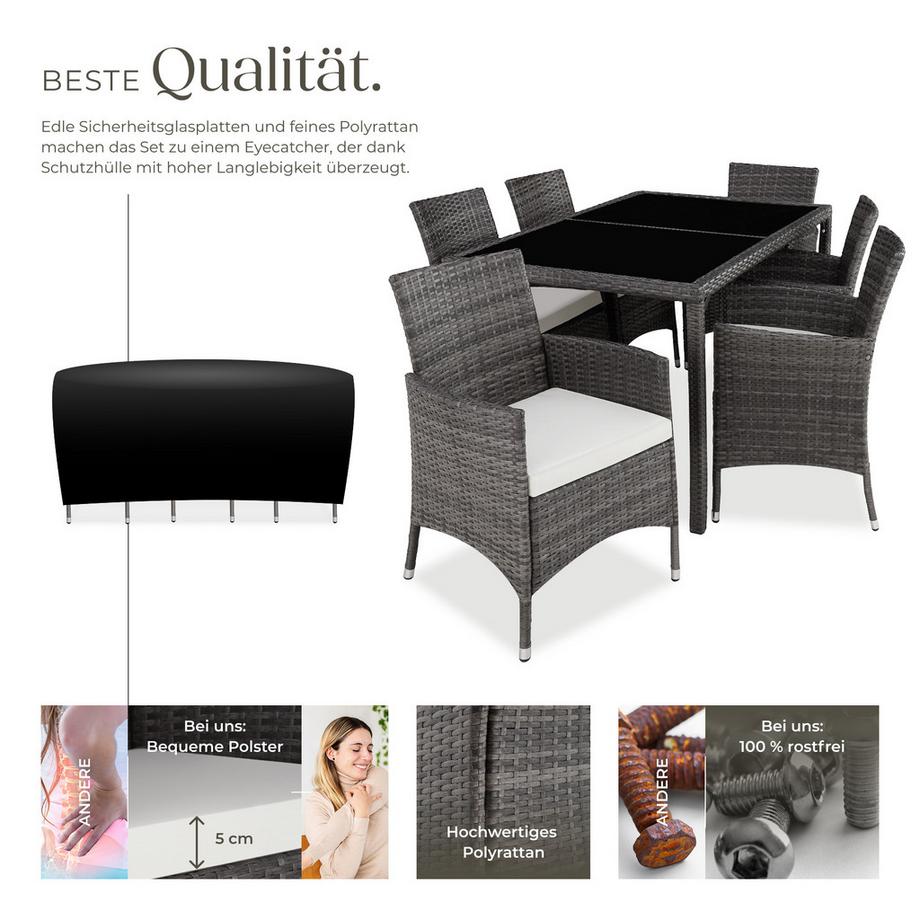 Tectake Salottino in rattan  Porto per 6 persone  