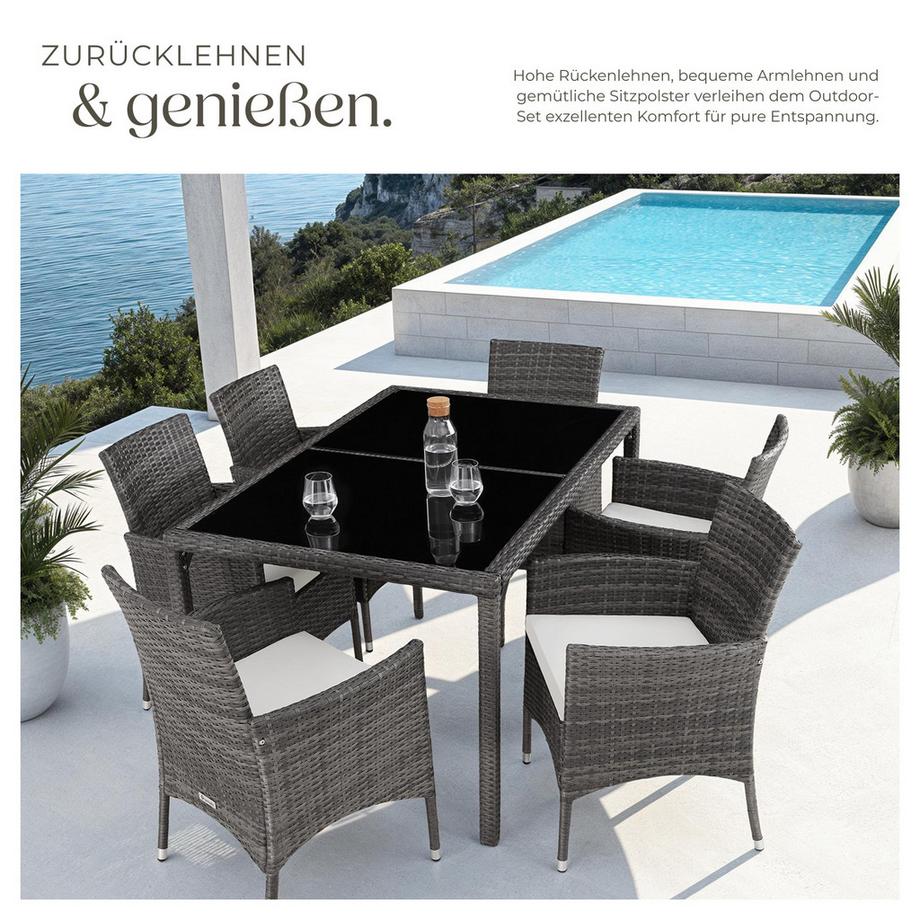 Tectake Salottino in rattan  Porto per 6 persone  