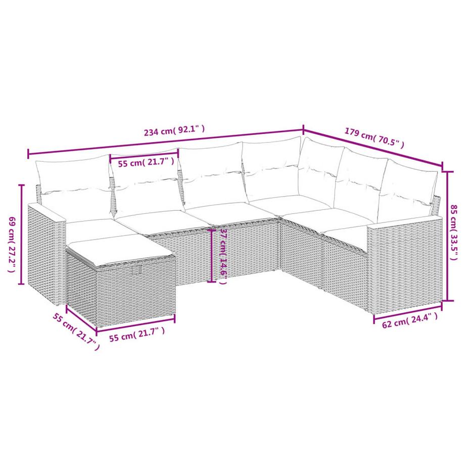 VidaXL set divano da giardino Polirattan  