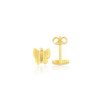 Clous d'oreilles papillons or jaune 750, 5mm