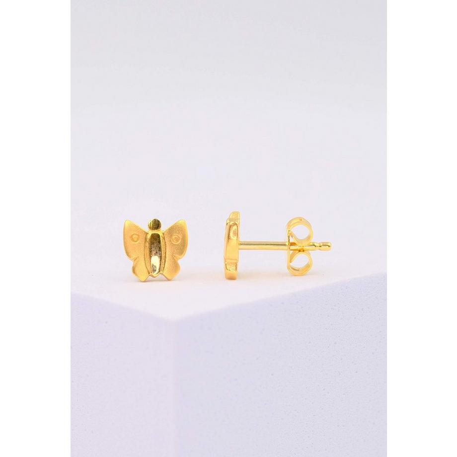 MUAU Schmuck  Ohrstecker Schmetterlinge Gelbgold 750, 5mm 