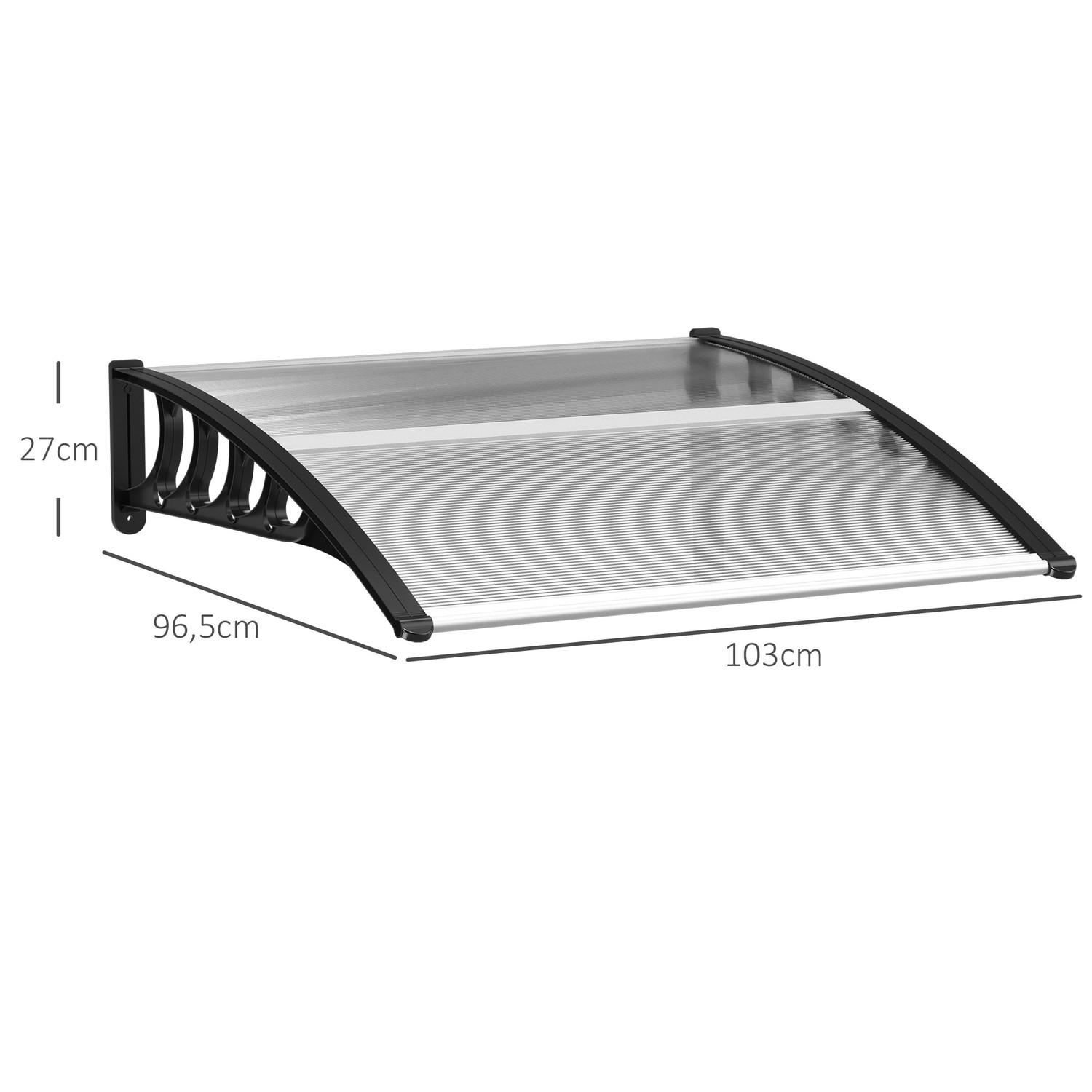 Northio Auvent de bureau pour porte d'entrée 103 x 96,5 x 27 cm Auvent avec protection UV, protection contre la pluie, protection solaire pour l'extérieur en aluminium noir  