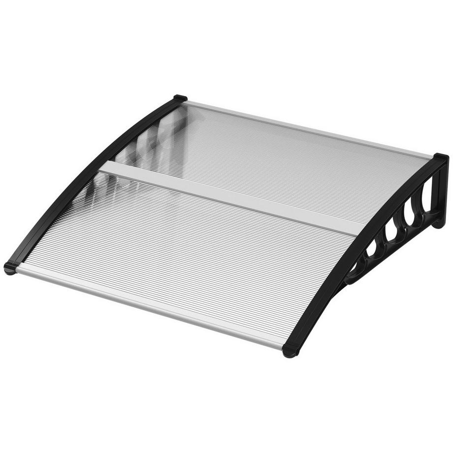 Pultvordach Vordach für Haustür 103 x 96,5 x 27 cm Überdachung mit UV Schutz, Regenschutz Sonnenschutz für draußen Alu Schwarz