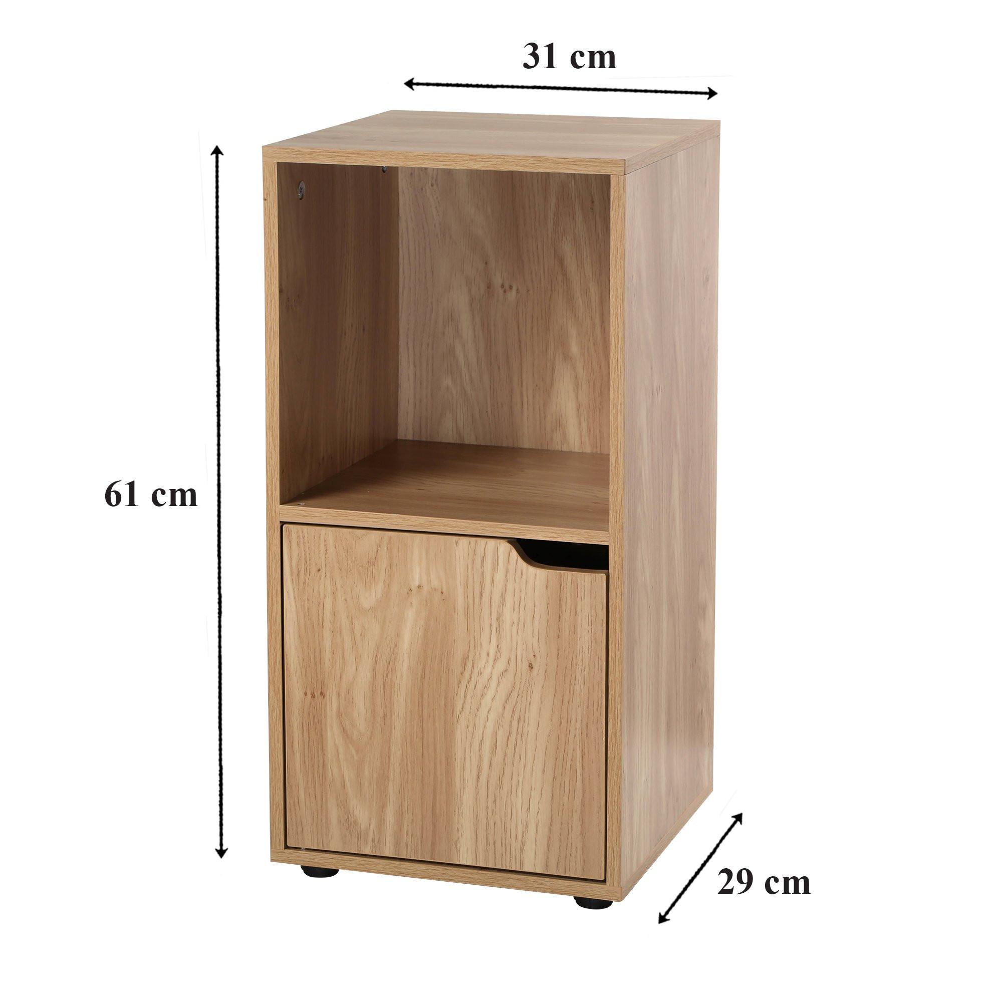 Calicosy Tables de chevet 2 cases décor bois 1 porte - lot de 2  