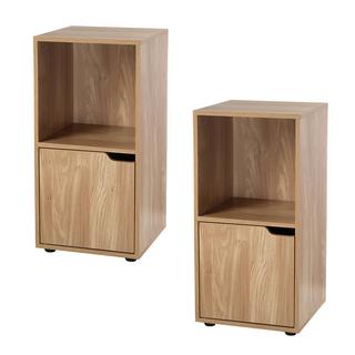 Calicosy Tables de chevet 2 cases décor bois 1 porte - lot de 2  