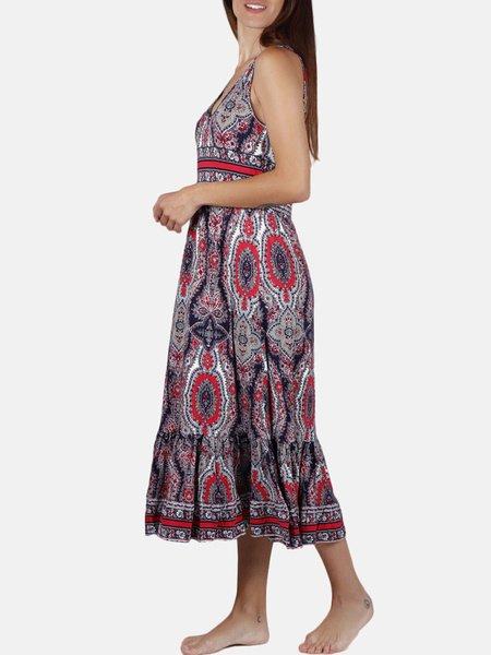 Admas  Maxi abito estivo blu Paisley 