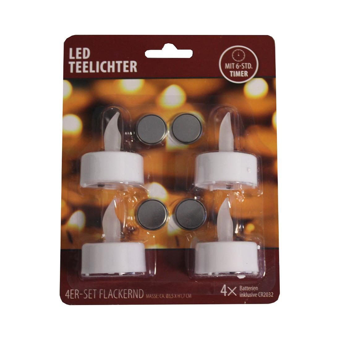FS-STAR Teelichter LED 4er Pack mit Timer inkl. Batterien  